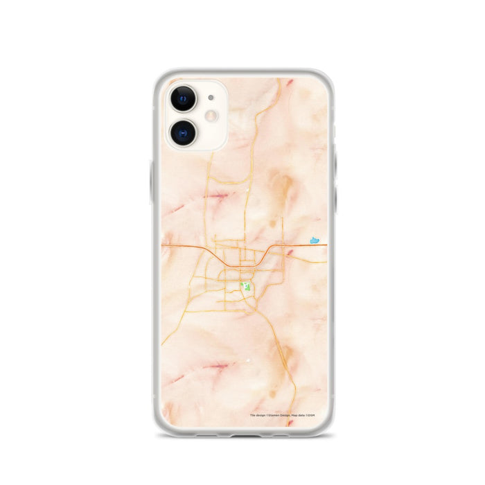 Custom iPhone 11 Gillette Wyoming Map Phone Case in Watercolor