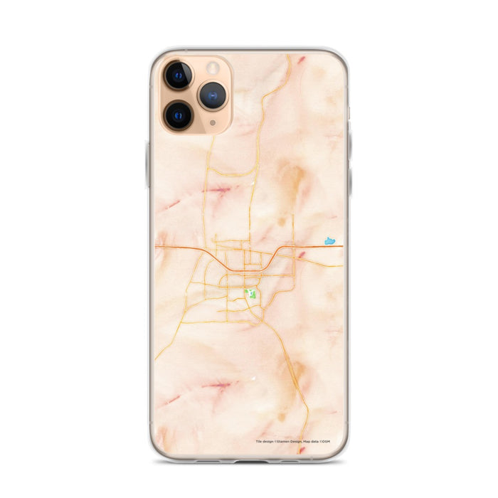 Custom iPhone 11 Pro Max Gillette Wyoming Map Phone Case in Watercolor
