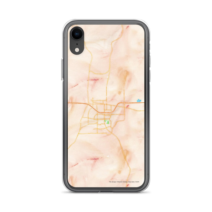 Custom iPhone XR Gillette Wyoming Map Phone Case in Watercolor