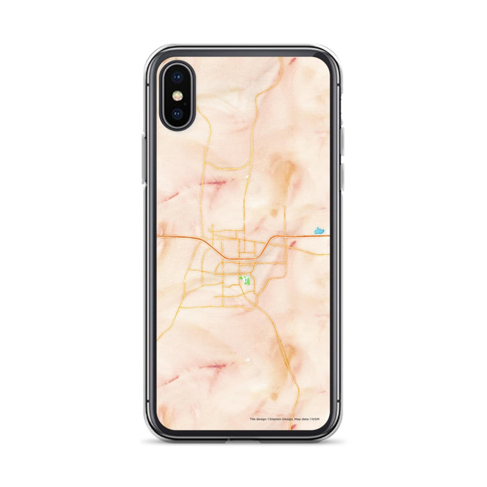 Custom iPhone X/XS Gillette Wyoming Map Phone Case in Watercolor