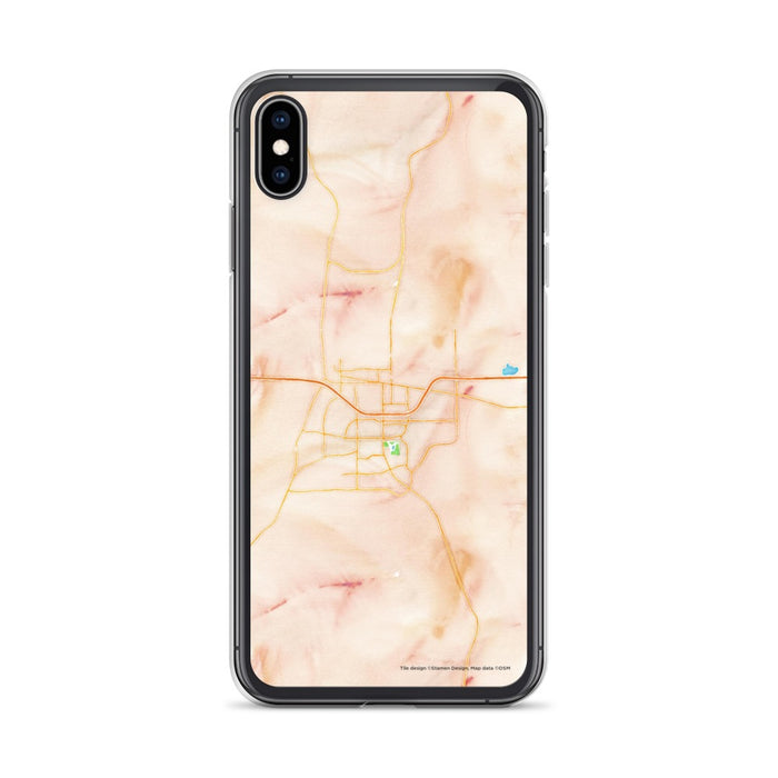 Custom iPhone XS Max Gillette Wyoming Map Phone Case in Watercolor