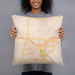 Person holding 18x18 Custom Gillette Wyoming Map Throw Pillow in Watercolor