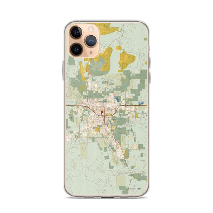 Custom iPhone 11 Pro Max Gillette Wyoming Map Phone Case in Woodblock