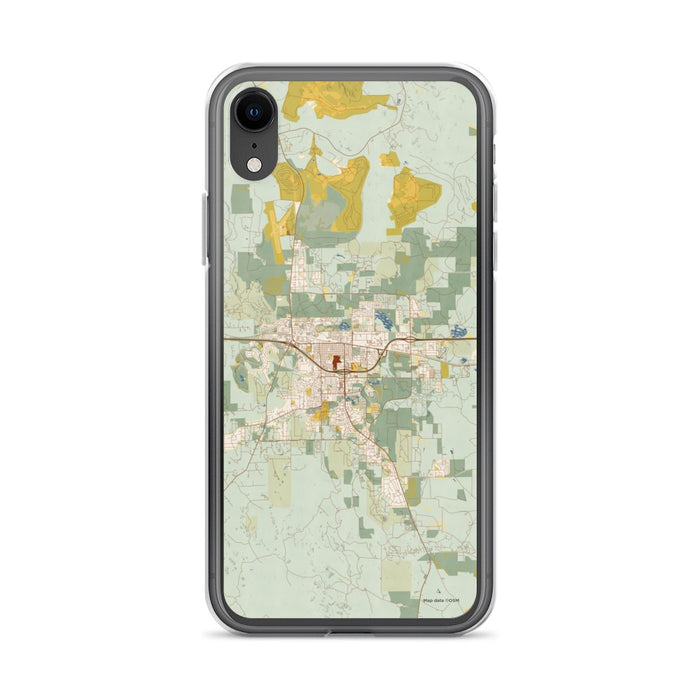 Custom iPhone XR Gillette Wyoming Map Phone Case in Woodblock