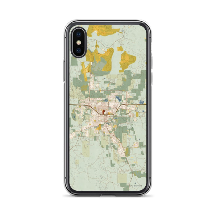 Custom iPhone X/XS Gillette Wyoming Map Phone Case in Woodblock