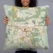 Person holding 22x22 Custom Gillette Wyoming Map Throw Pillow in Woodblock