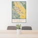 24x36 Gilroy California Map Print Portrait Orientation in Woodblock Style Behind 2 Chairs Table and Potted Plant
