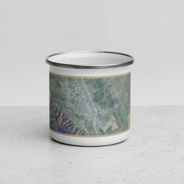 Front View Custom Gilroy California Map Enamel Mug in Afternoon