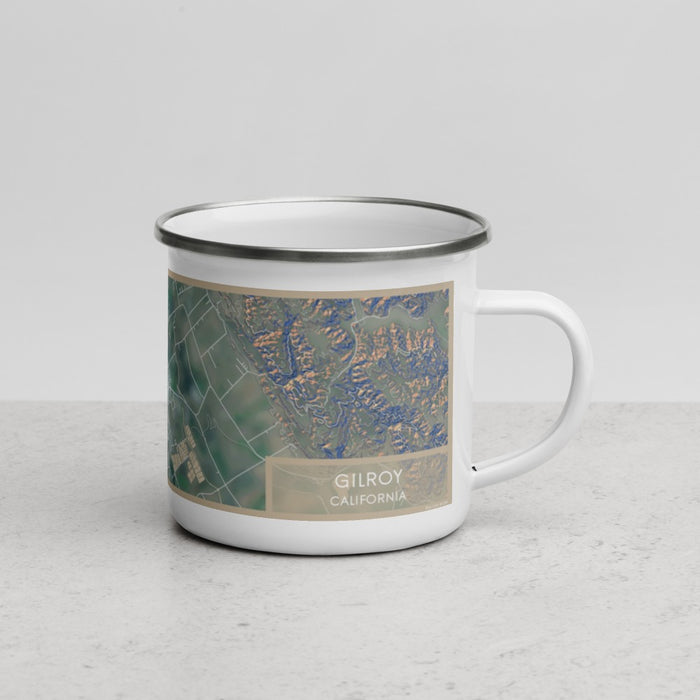Right View Custom Gilroy California Map Enamel Mug in Afternoon
