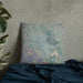 Custom Gilroy California Map Throw Pillow in Afternoon on Bedding Against Wall