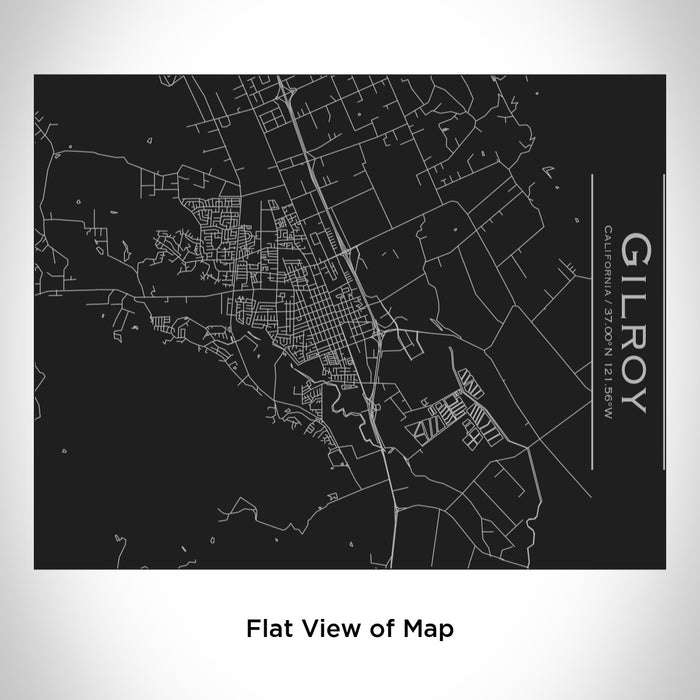 Rendered View of Gilroy California Map Engraving on 20oz Stainless Steel Insulated Bottle with Bamboo Top in Black