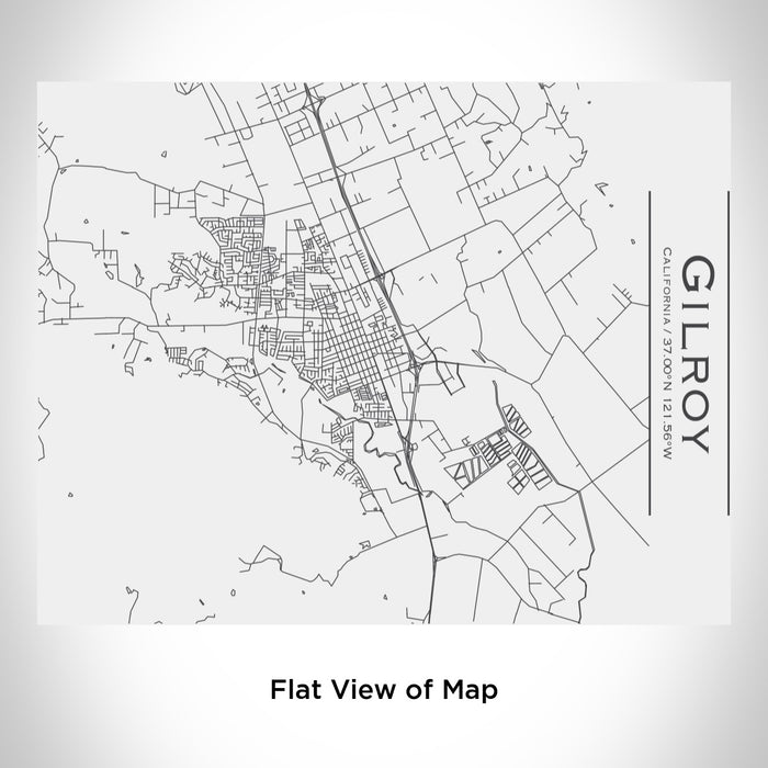 Rendered View of Gilroy California Map Engraving on 20oz Stainless Steel Insulated Bottle with Bamboo Top in White