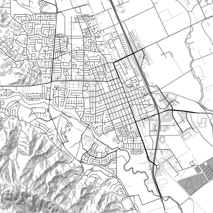 Gilroy California Map Print in Classic Style Zoomed In Close Up Showing Details
