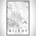 Gilroy California Map Print Portrait Orientation in Classic Style With Shaded Background