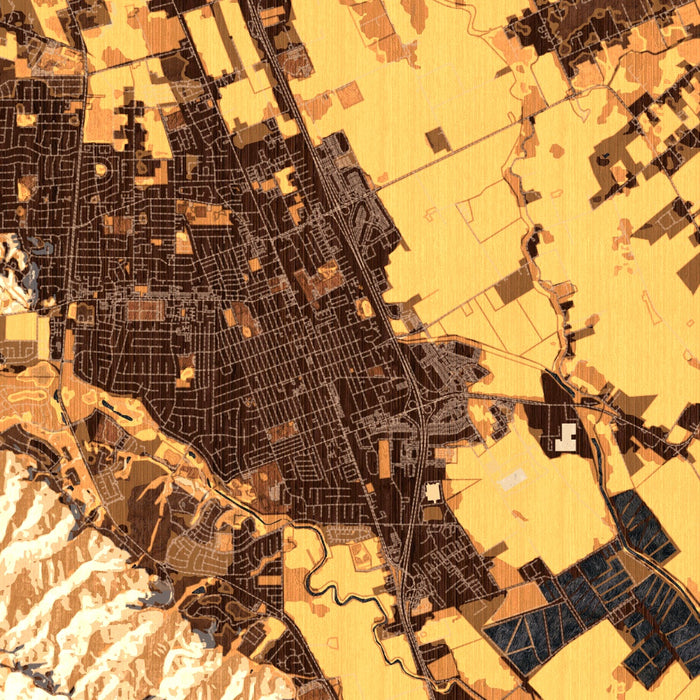 Gilroy California Map Print in Ember Style Zoomed In Close Up Showing Details