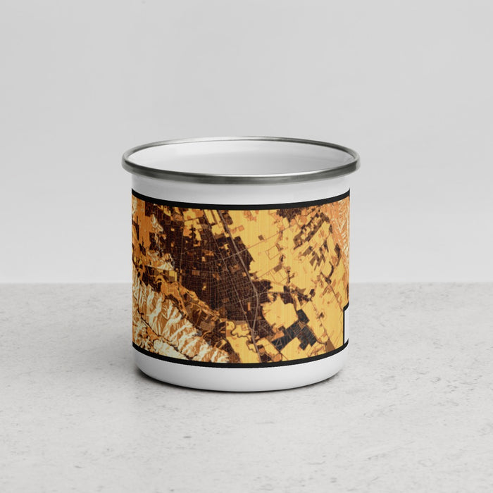 Front View Custom Gilroy California Map Enamel Mug in Ember