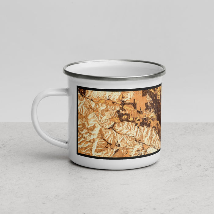 Left View Custom Gilroy California Map Enamel Mug in Ember