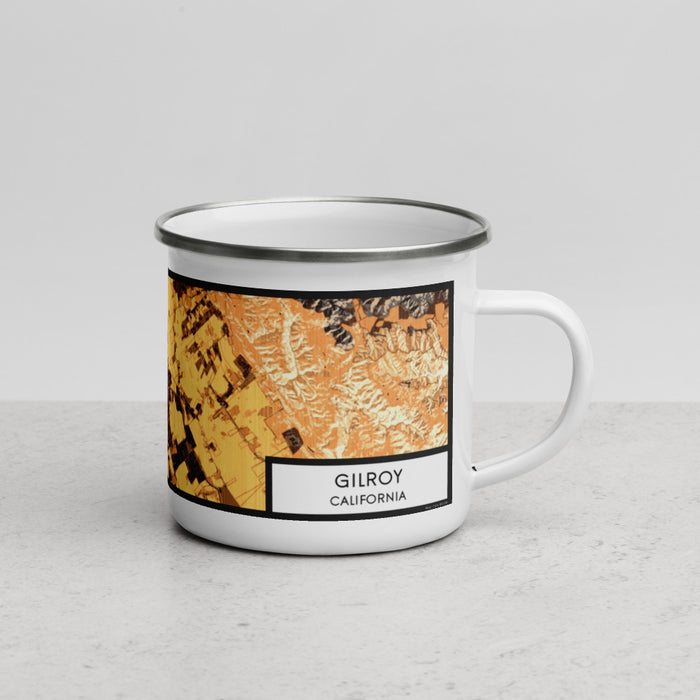 Right View Custom Gilroy California Map Enamel Mug in Ember
