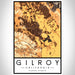 Gilroy California Map Print Portrait Orientation in Ember Style With Shaded Background