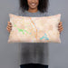 Person holding 20x12 Custom Gilroy California Map Throw Pillow in Watercolor