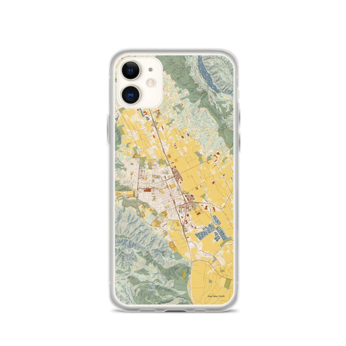 Custom iPhone 11 Gilroy California Map Phone Case in Woodblock