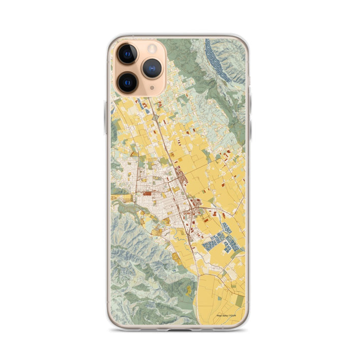 Custom iPhone 11 Pro Max Gilroy California Map Phone Case in Woodblock