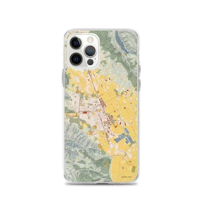 Custom iPhone 12 Pro Gilroy California Map Phone Case in Woodblock