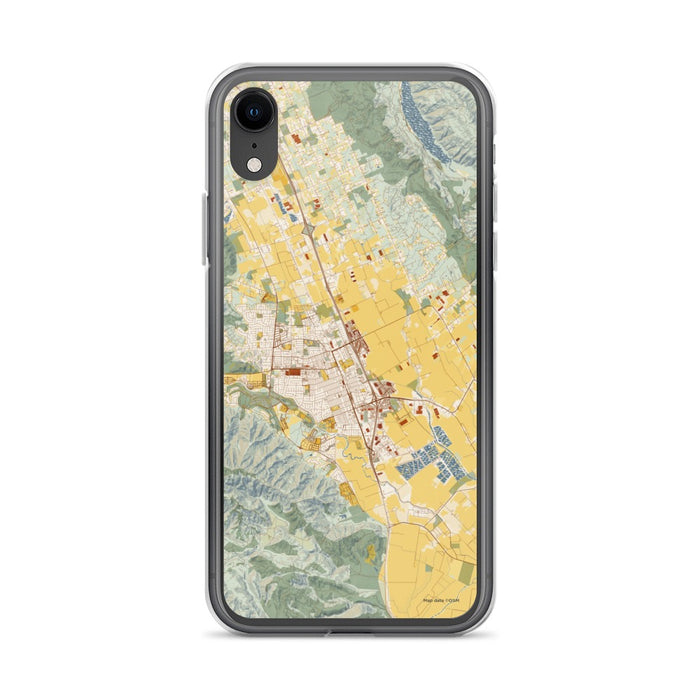 Custom iPhone XR Gilroy California Map Phone Case in Woodblock