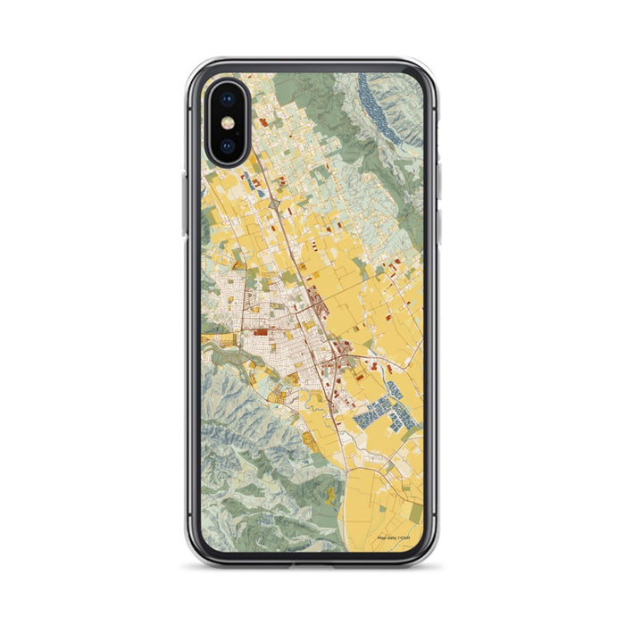 Custom iPhone X/XS Gilroy California Map Phone Case in Woodblock
