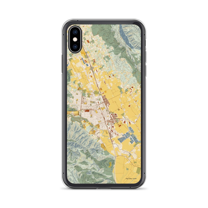 Custom iPhone XS Max Gilroy California Map Phone Case in Woodblock
