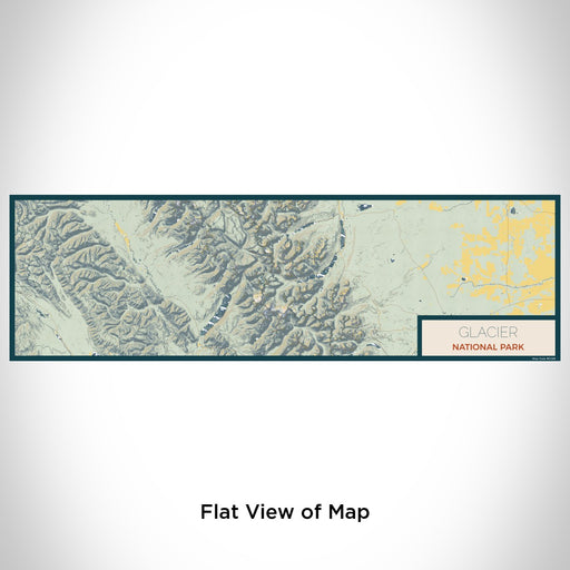 Flat View of Map Custom Glacier National Park Map Enamel Mug in Woodblock