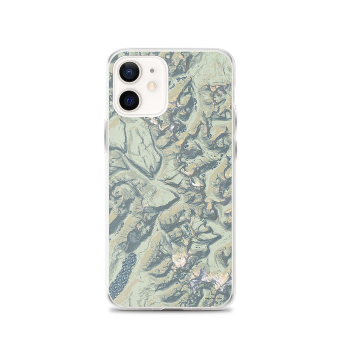Custom Glacier National Park Map iPhone 12 Phone Case in Woodblock