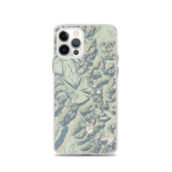 Custom Glacier National Park Map iPhone 12 Pro Phone Case in Woodblock
