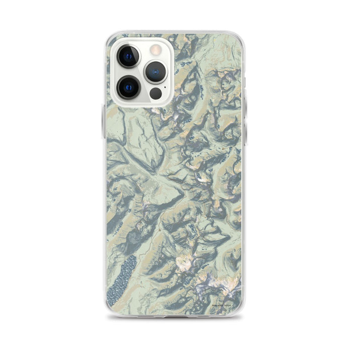 Custom Glacier National Park Map iPhone 12 Pro Max Phone Case in Woodblock
