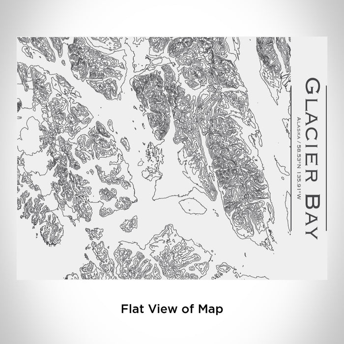 Rendered View of Glacier Bay Alaska Map Engraving on 20oz Stainless Steel Insulated Bottle with Bamboo Top in White