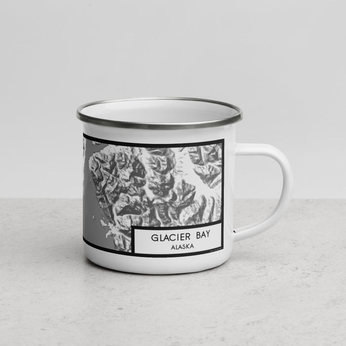 Right View Custom Glacier Bay Alaska Map Enamel Mug in Classic