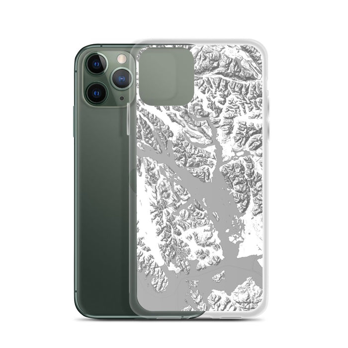 Custom Glacier Bay Alaska Map Phone Case in Classic on Table with Laptop and Plant