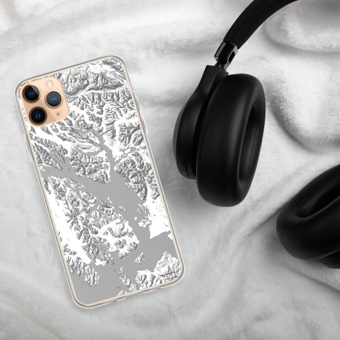 Custom Glacier Bay Alaska Map Phone Case in Classic on Table with Black Headphones