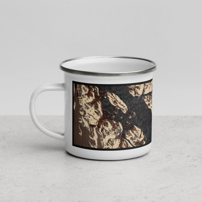 Left View Custom Glacier Bay Alaska Map Enamel Mug in Ember