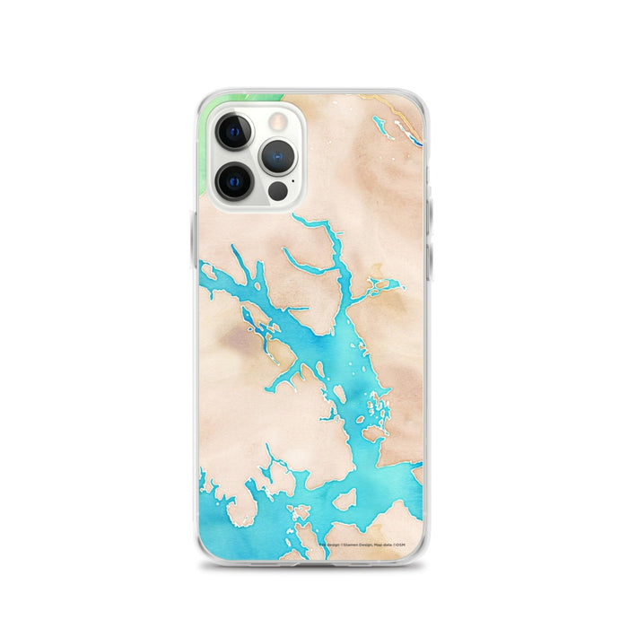 Custom Glacier Bay Alaska Map iPhone 12 Pro Phone Case in Watercolor
