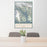 24x36 Glacier Bay Alaska Map Print Portrait Orientation in Woodblock Style Behind 2 Chairs Table and Potted Plant