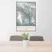 24x36 Glacier Bay Alaska Map Print Portrait Orientation in Woodblock Style Behind 2 Chairs Table and Potted Plant