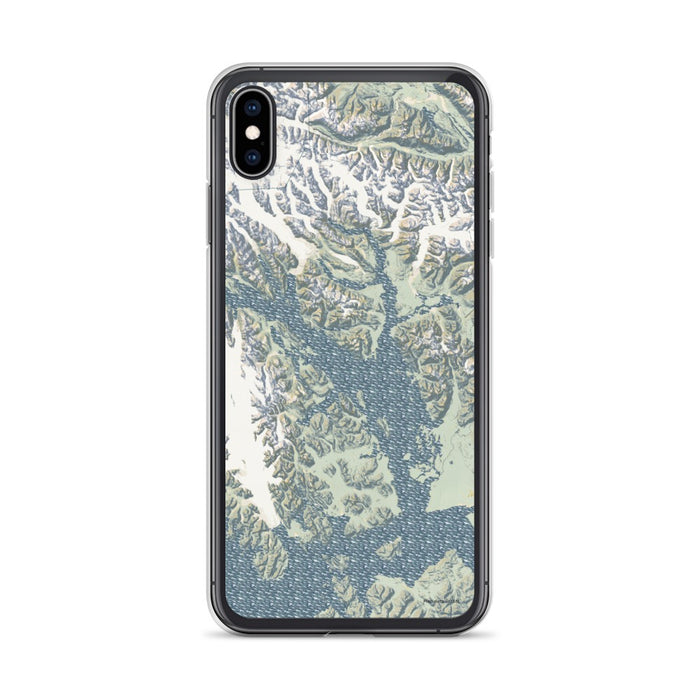 Custom Glacier Bay Alaska Map Phone Case in Woodblock
