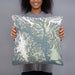 Person holding 18x18 Custom Glacier Bay Alaska Map Throw Pillow in Woodblock