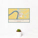 12x18 Glasgow Missouri Map Print Landscape Orientation in Woodblock Style With Small Cactus Plant in White Planter