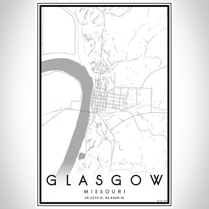 Glasgow Missouri Map Print Portrait Orientation in Classic Style With Shaded Background
