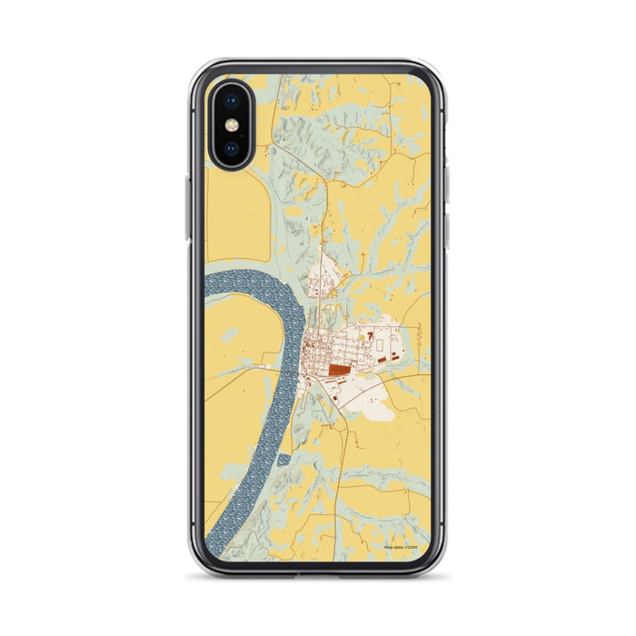 Custom iPhone X/XS Glasgow Missouri Map Phone Case in Woodblock