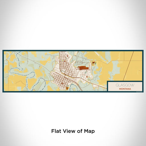 Flat View of Map Custom Glasgow Montana Map Enamel Mug in Woodblock