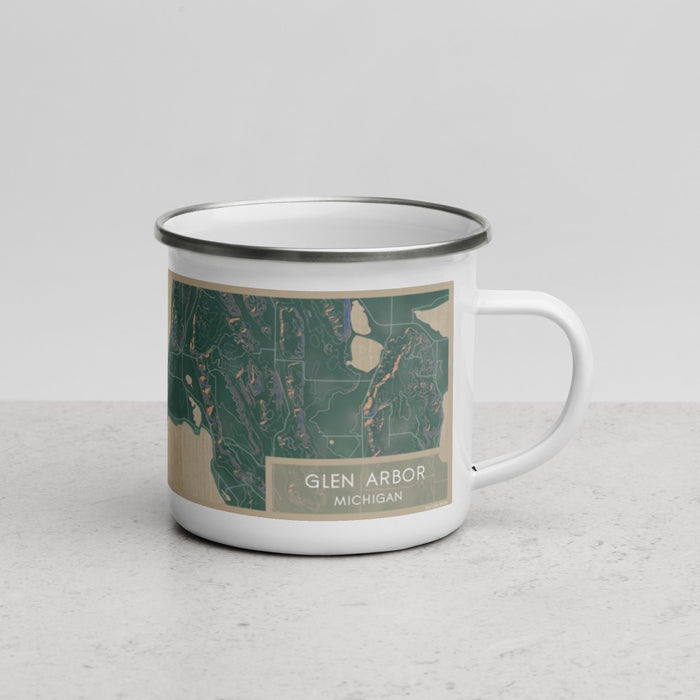Right View Custom Glen Arbor Michigan Map Enamel Mug in Afternoon