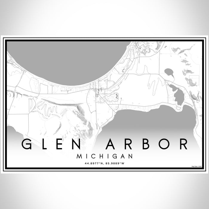 Glen Arbor Michigan Map Print Landscape Orientation in Classic Style With Shaded Background